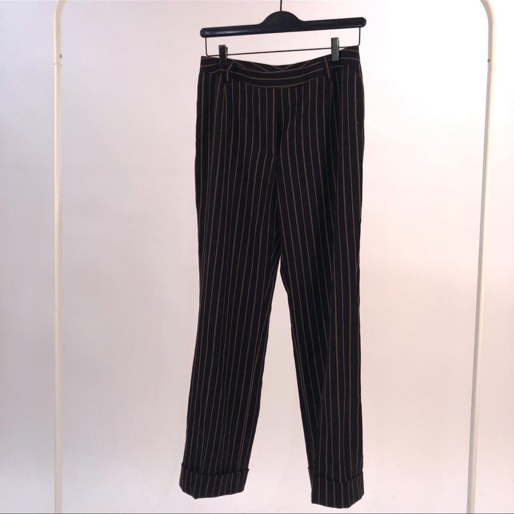 Etcetera Stripe-Pattern Wool Tapered Trousers Size 8